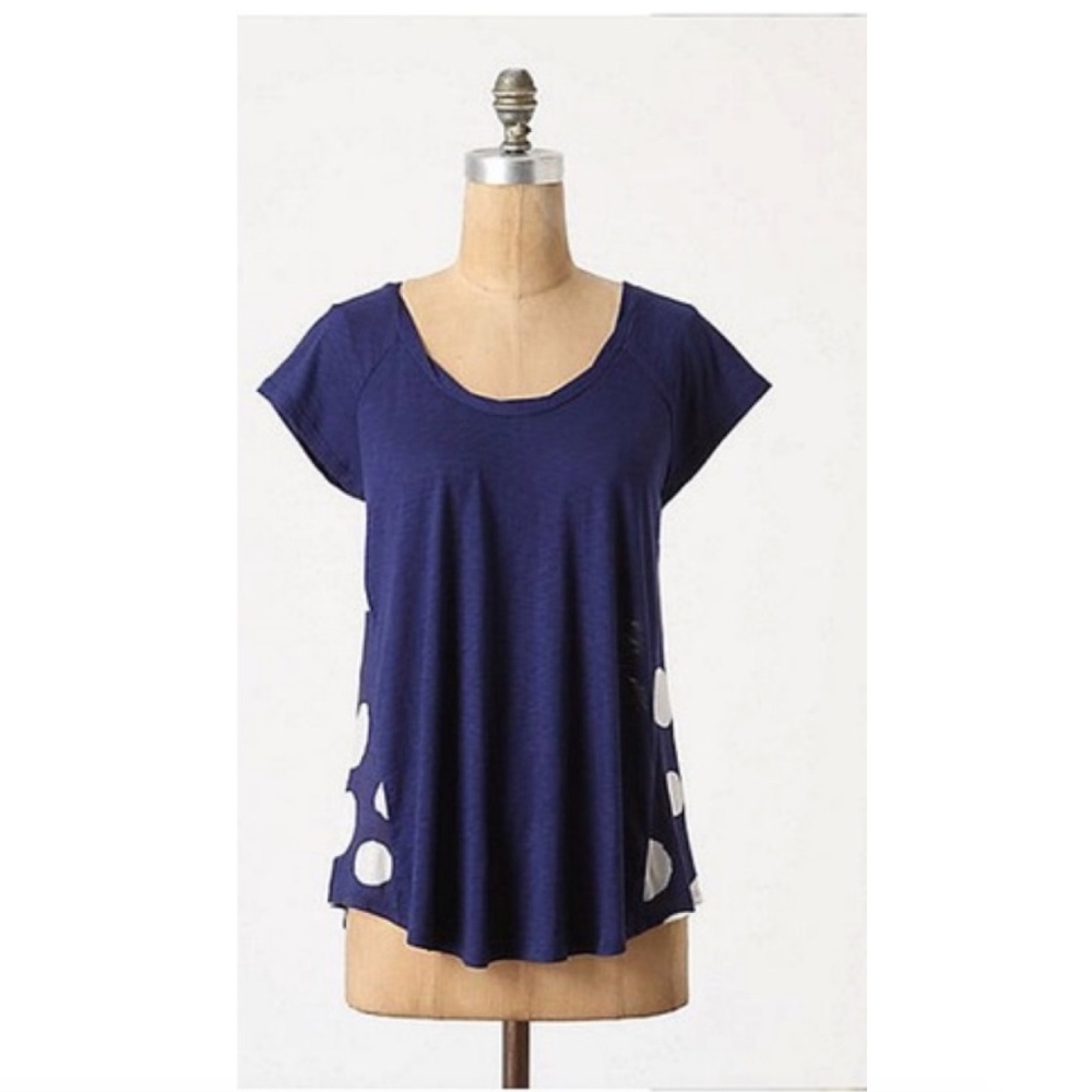 Porridge Anthro Bedecked Flounce Polka Dot Top